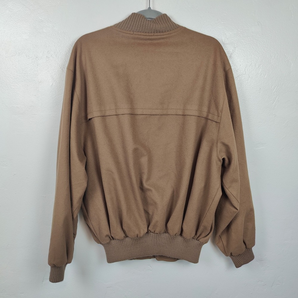 Vintage 90s Pierluigi Della Spina Jacket Mens Large Tan Wool Cashmere Bomber - Picture 5 of 11